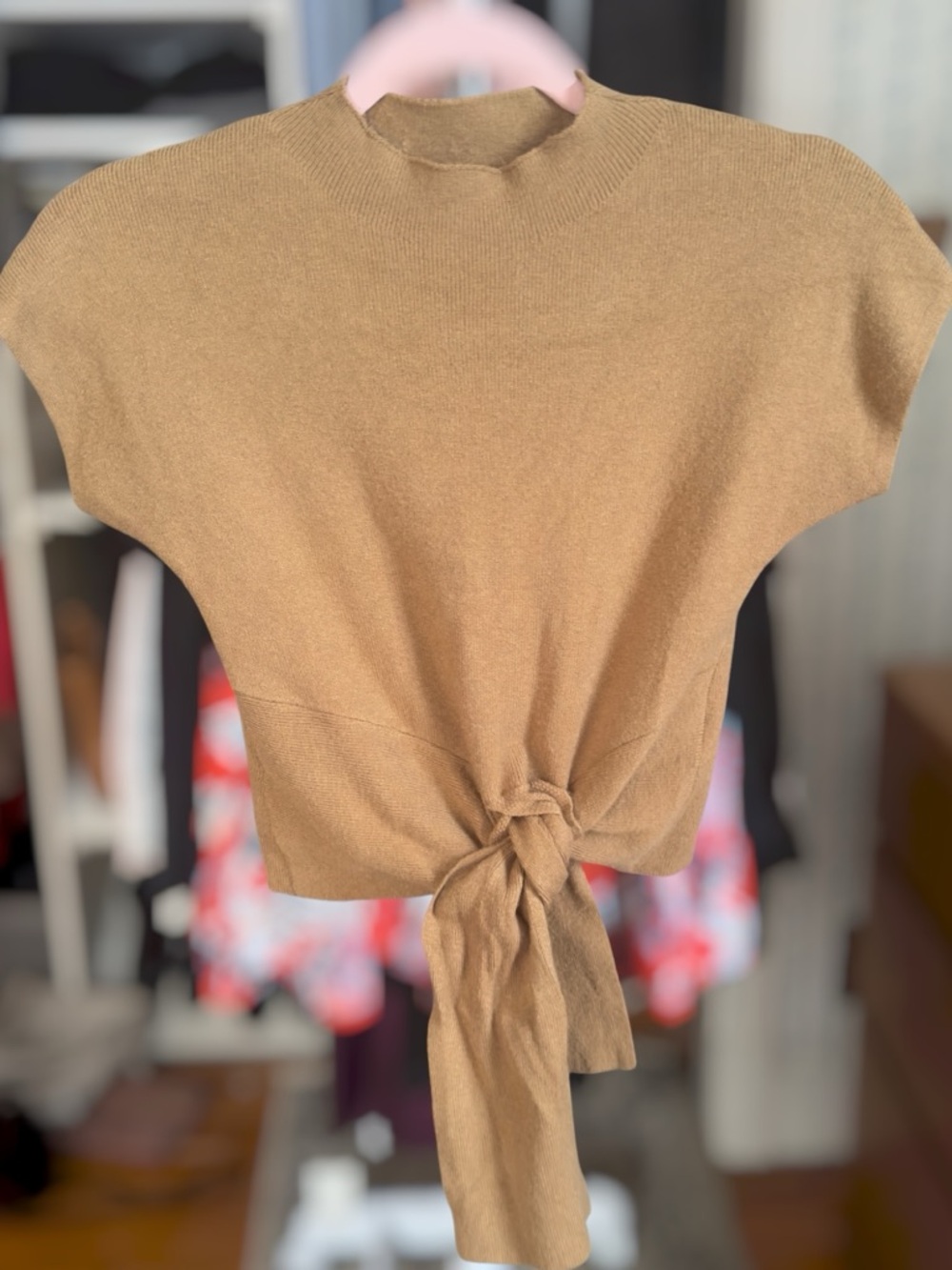 Industry Tie Waist Short Sleeve Sweater Top
